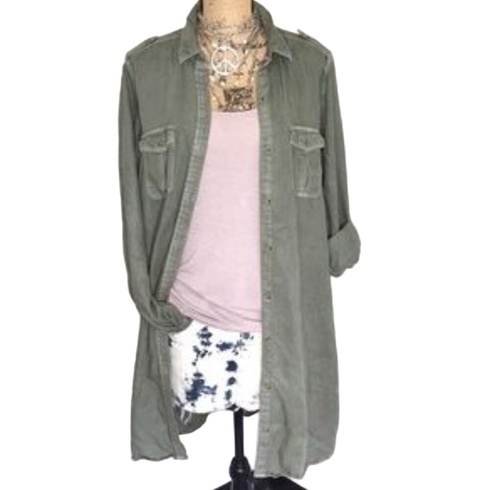 American Eagle Long Button Down Shirt Dress / Duster